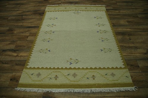 Flat-Weave Kilim Dhurrie Oriental Rug Reversible Hand-woven Tribal Carpet 5x7 - Picture 9 of 10
