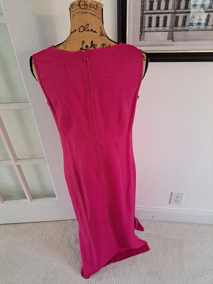 Karin Stevens Talla 8 Dos Piezas Chaqueta Manga Corta Vestido Largo Rosa Brillante Foto 3 de 4