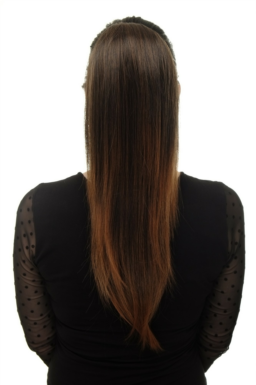 Hairpiece: Voluminous Smooth Ponytail Mini-Butterfly Clip Black-Brown WK06-2T30