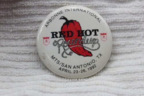 Arbonne Red Hot Roundup San Antonio TX April 1992 Pin Brooch 2 1/8" Advertising