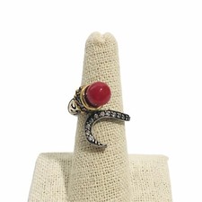 Carnelian Stone 925 Sterling Silver Ring TURKISH Women's 7.5 Adjustable