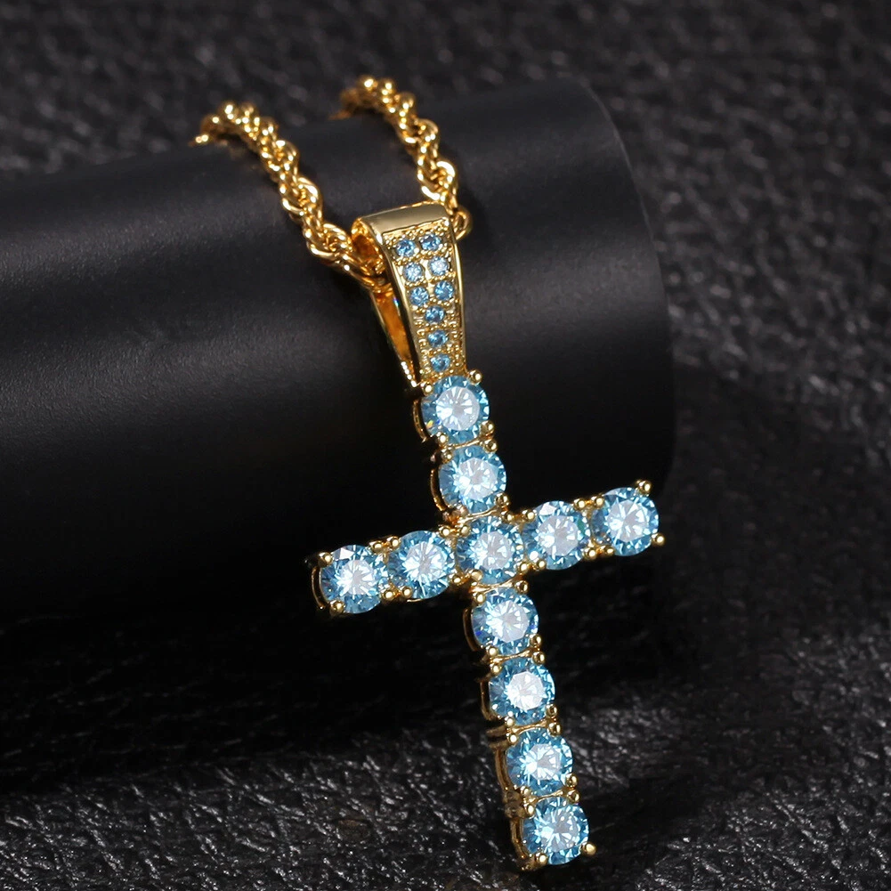 Blue cross necklace mens deals
