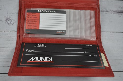 MUNDI Red Leather Trifold Wallet Zipper Pocket Checkbook Cover Card Slots NEW - Picture 9 of 10