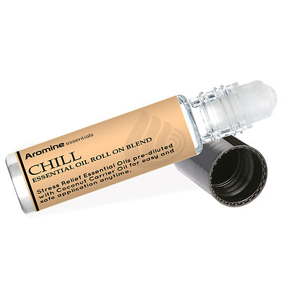 Aromine Chill (Reduce Stress & Relax) Essential Oil Roll On, Pre-Diluted 10ml