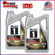 2 Pack, Mobil 1 Extended Performance High Mileage Full Synthetic Motor Oil 0W-20