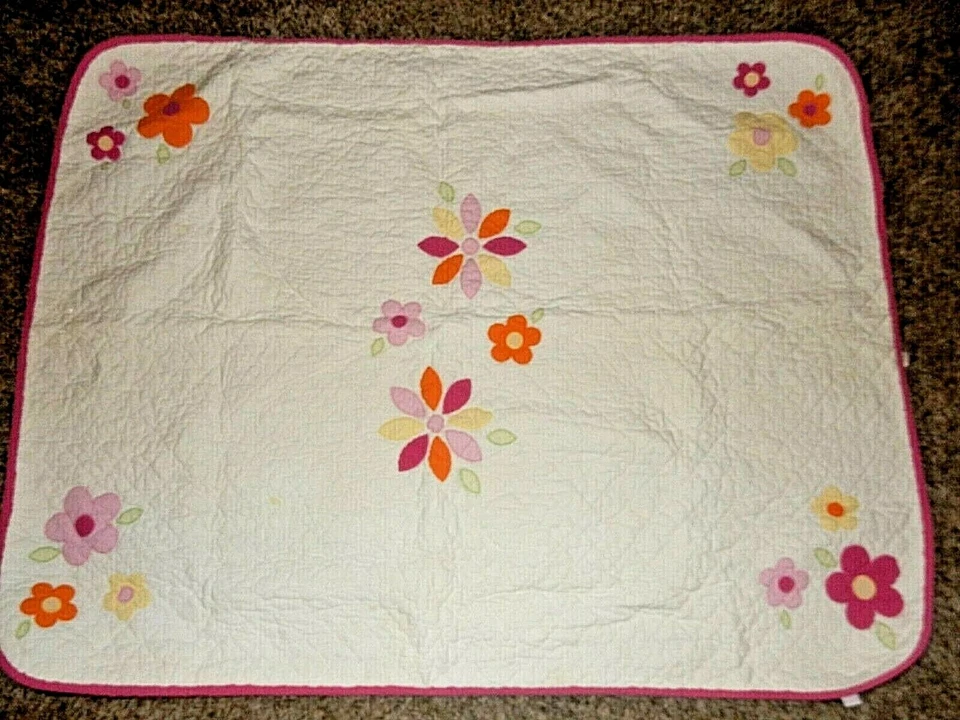 Colcha edredom 3A LN vintage BABY GAP flores florais berço/cama de criança - Imagem 2 de 4