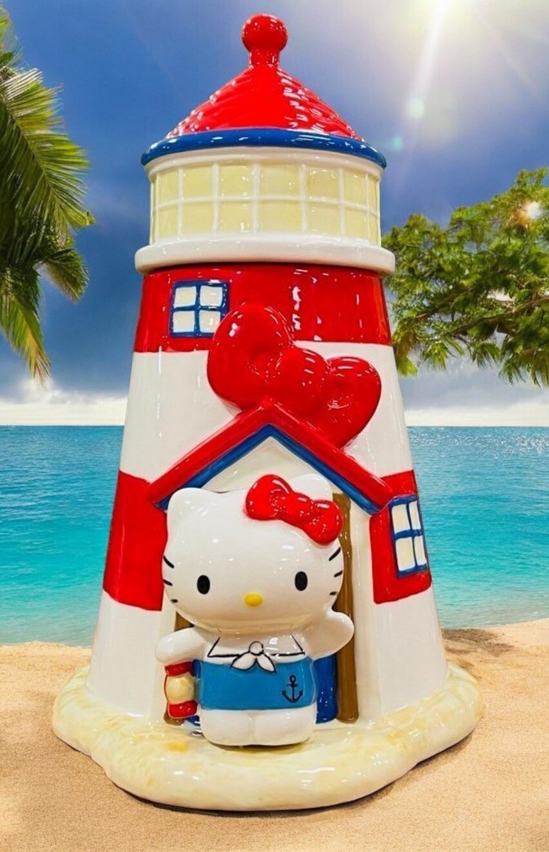 ハローキティのトロピカルサンセット (72x49cm) Blue Sky Clayworks Hello Kitty Ceramic Lighthouse Cookie Jar