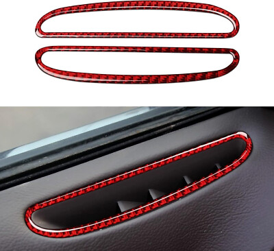 Red Real Carbon Fiber Door Air Outlet Vent Frame Trim Fits 11-23 Chrysler 300