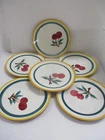 6 Stangl Apple or Cherry 8 Inch Picnic Plates With Cup Ring Mint
