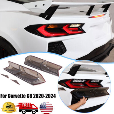 Smoked Tail light Cover Blackout Lens Overlay Trim For Corvette C8 2020-26
