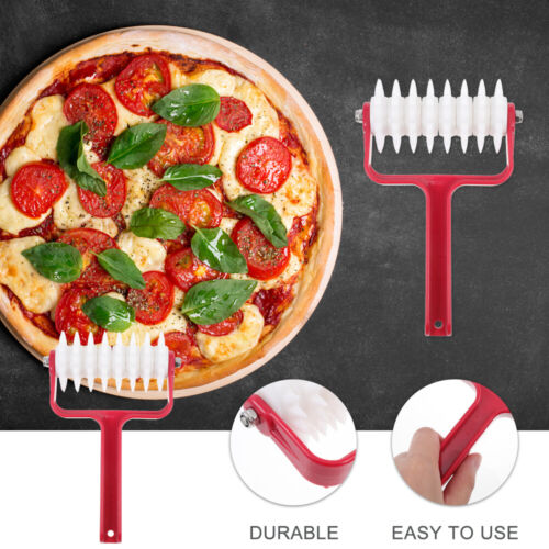  Red Plastic Stainless Steel Dough Rolling Pin Pizza Docker Roller Pie - 第 1/12 張圖片