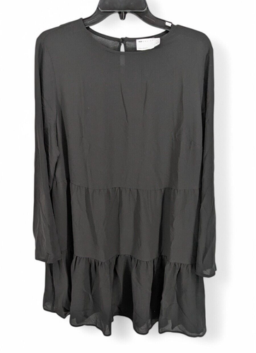 ASOS DESIGN Curve Women’s Tiered Long Sleeve Mini Dress Black Size 12