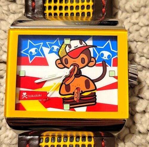 🇺🇸Rare TOKIDOKI WATCH AMERICANO MONKEY American Flag & Hamburger FREE SHIPPING - Picture 2 of 11