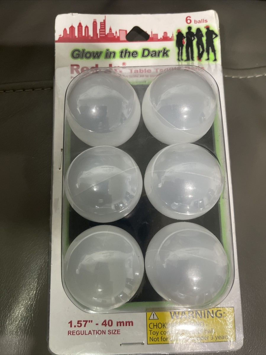 Red Jr. Glow in The Dark Table Tennis Balls (6 Pack) New C30