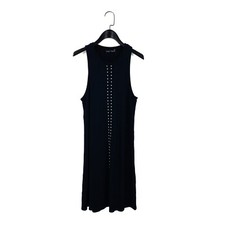 Zara Navy Blue Studded Front Sleeveless Knitted Mini Dress - Size M