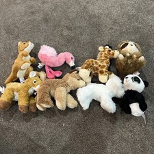 Lot of 9 Aurora Mini, Dog Giraffe Sloth Panda Kangaroo Flamingo Wolf Deer