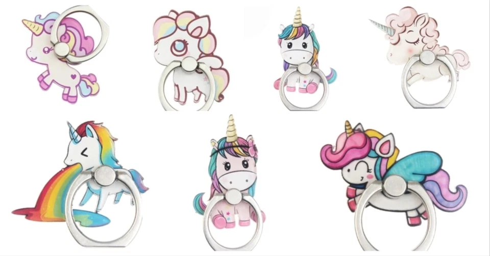 360°Acrylic Unicorn Finger Ring Mobile Smartphone Holder Stand iPhone Samsung - Image 2 of 4