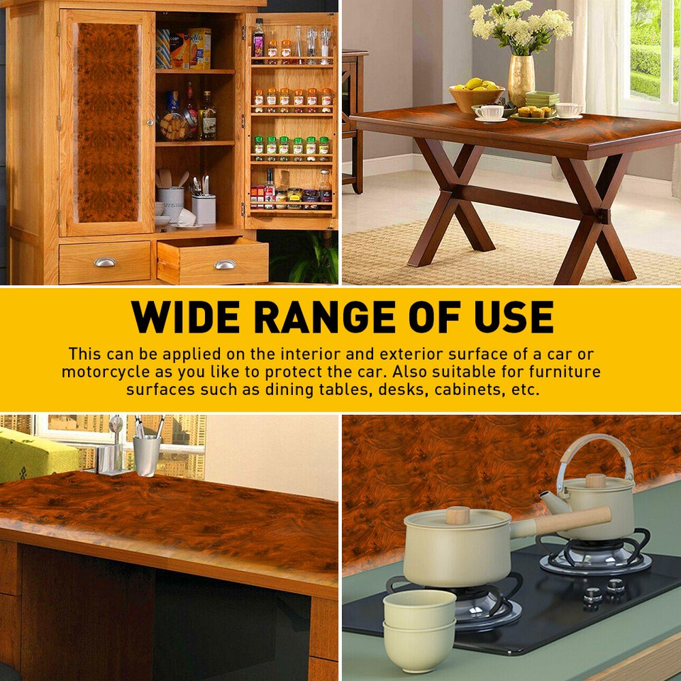 Car Interior Wood Grain Vinyl Wrap Sticker Decal Sheet Film Decor Kit