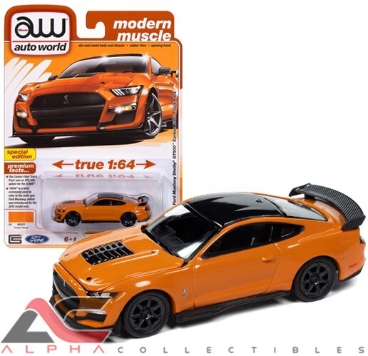 АВТОМИР AWSP171B 1:64 2021 FORD MUSTANG SHELBY GT500 ТРЕК ИЗ УГЛЕРОДНОГО ВОЛОКНА, ОРАНЖЕВЫЙ