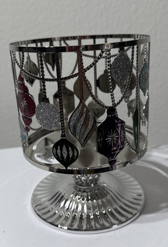 Bath & Body Works Ornament Winter Pedestal 3 Wick Candle Holder Sleeve W/Tags - Picture 3 of 9