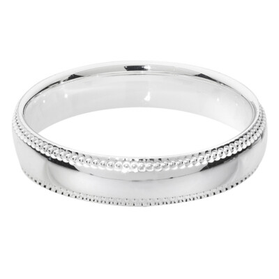 STERLINGSILBER EHERINGE KOSTENLOSE GRAVUR 4 MM KORNRAND DAMEN HERREN HOF