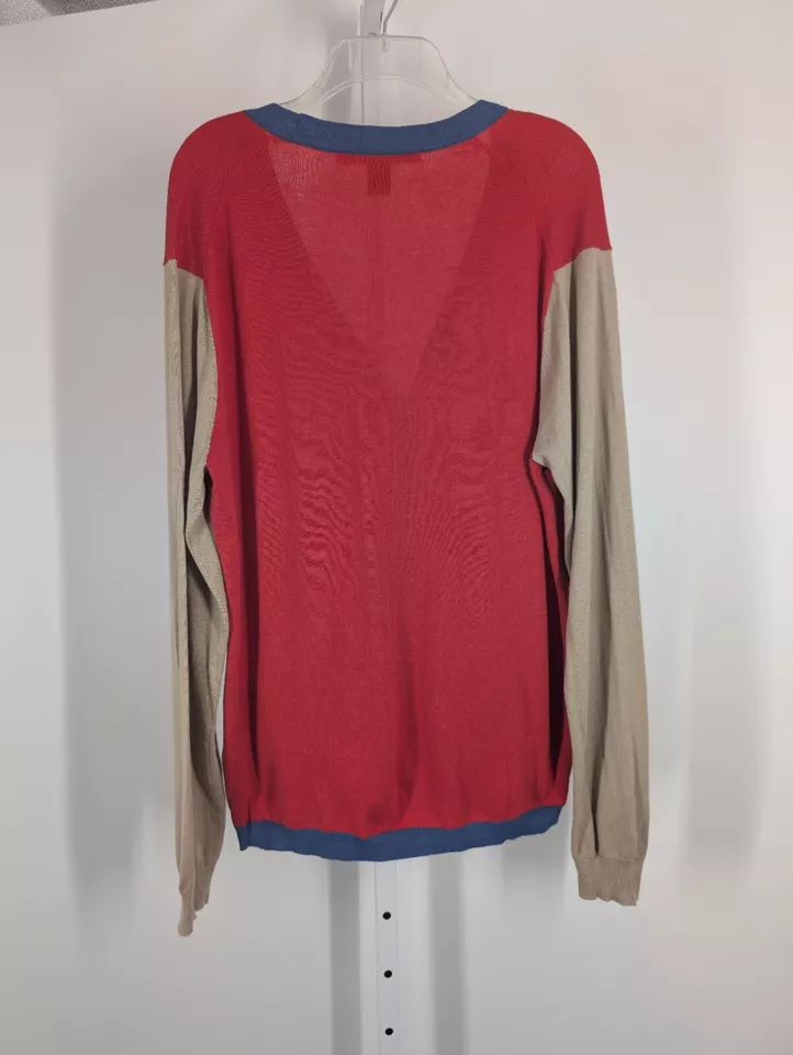 Cárdigan tejido suéter logotipo grande Marc Jacobs vintage Y2K bloques de colores seda cachemir Foto 3 de 4