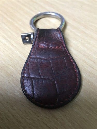 Vintage Mulberry Key fob Key ring red brown congo reptile Leather Solid Brass - Picture 3 of 5