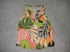 Loft Peach, Green, and Black Tropical Print Sleeveless Top XXSP