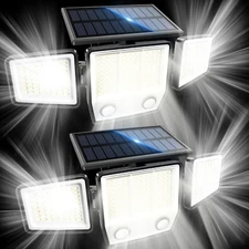 Solar Motion Sensor Outdoor Lights Waterproof - 3000LM 3 Modes Solar Security Li
