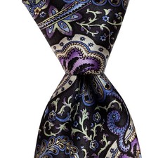 ROBERT GRAHAM Men's 100 Silk Necktie Designer Geometric Black/Multi NWT 125