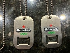 Lote de 2 Heineken Abridor de Botellas Etiqueta de Perro Llavero Cadena Bola