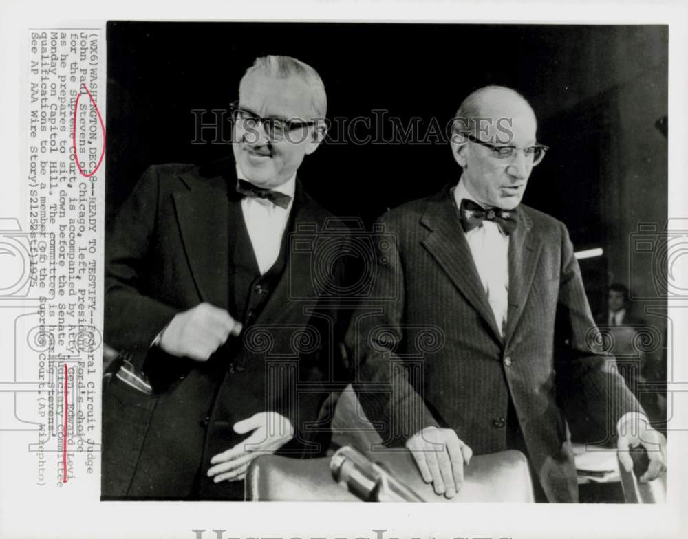 1975 Press Photo Judge John Paul Stevens with Attorney General
