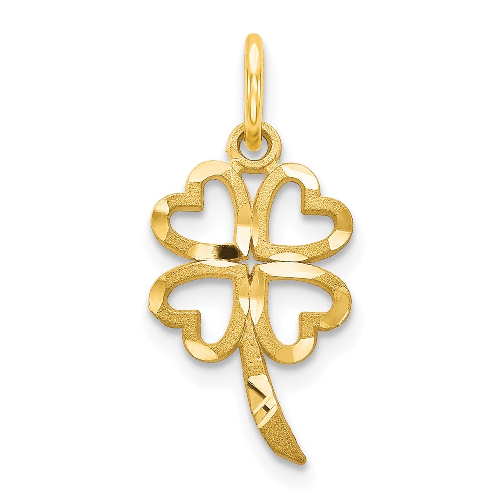 10k Yellow Gold Four Leaf Clover Pendant 0.43g 20x10mm