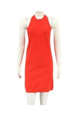 Theory Dress Womens Medium Coral Halter Sheath Open Back Sleeveless Minimal