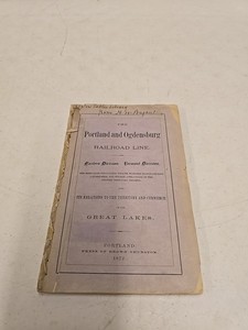 Antique The Portland Ogdensburg Railroad Line Advertising Book - W Wells 1872