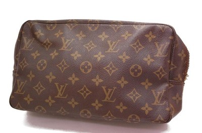 LOUIS VUITTON Monogram TROUSSE TOILETTE 28 BAG POUCH ''MISSING ZIPPULL'' 853 0408a