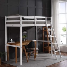High Loft Bed Frame Twin Wooden Loft Bed for Kids, Junior, Teens, Adults Single