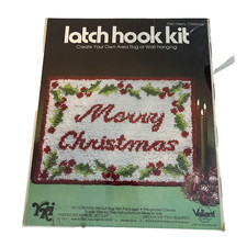 Vintage Valiant Crafts Yarns Crafts Inc. Merry Christmas Latch Hook Rug Kit USA