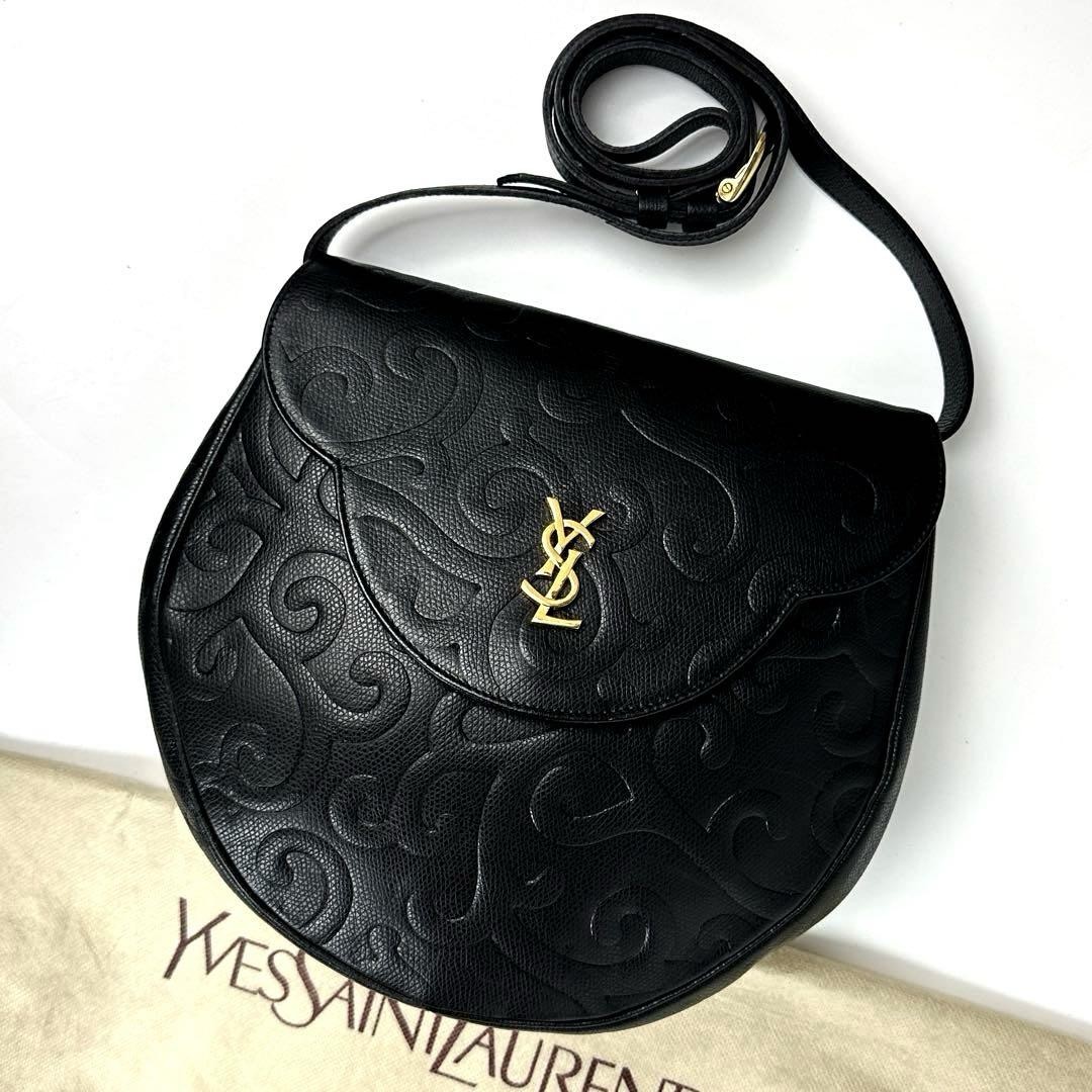 Yves Saint Laurent YSL Arabesque Black Leather Shoulder Bag