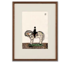 Sanyu Style Horse Equestrian Chinese French ink drawing art deco Chang Yu 常玉