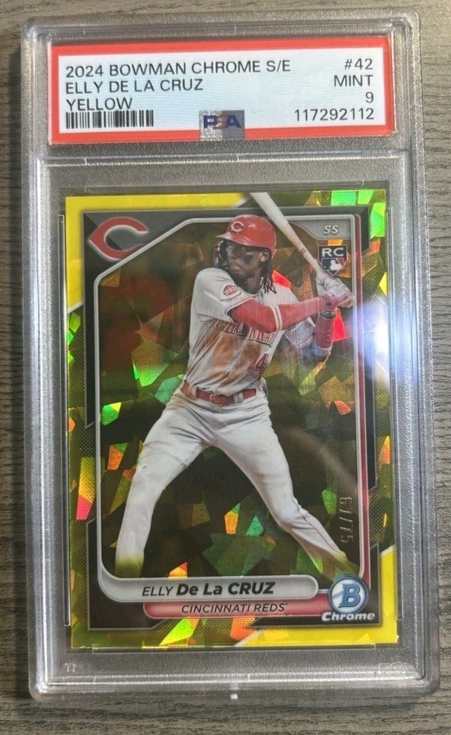 2024 Bowman Chrome Sapphire Edition Elly De La Cruz Yellow /75 PSA 9 RC #42 Reds