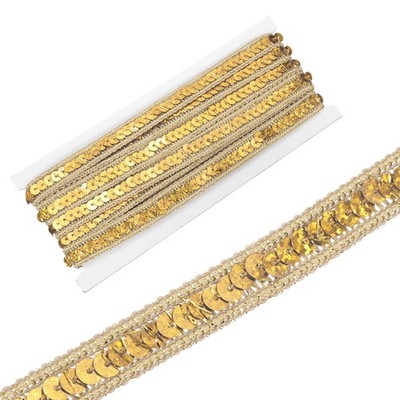 0.5 Inch x 10 Yards Sequin Ribbon Trim Sequin Braid Trim Ribbon, Laser Gold