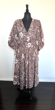Ulla Johnson Althea long-sleeve midi dress Sz 8 in a brown and white floral