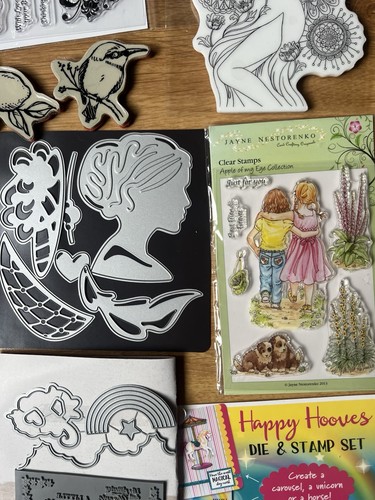 HUGE BUNDLE CLEAR METAL RUBBER STAMPS WORDS, FLOWERS, FRIDA KAHLO, FAIRY, PEOPLE - Picture 8 of 13