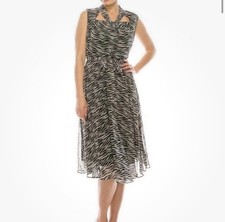 Maison Tara Zebra Chiffon Dress 16 Animal Print Midi Cutouts Glam Fairy Coquette