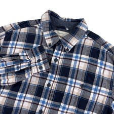 Weatherproof Vintage Flannel Shirt Mens Medium Blue Plaid Long Sleeve Button Up