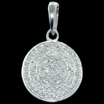 Massiver 925 Sterling Silber Azteken Kalender Azteken Anhänger Made in Taxco Mexico
