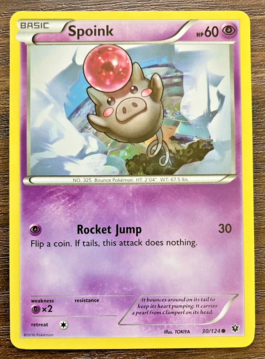 Spoink 30/124 - 2016 Pokemon Fates Collide Common Card - CLEAN NM
