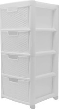 Plastic Storage Drawers Unit Large, Compact Rattan Effect Organizer