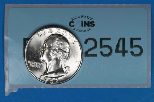 1962 25C WASHINGTON SILVER QUARTER DOLLAR BU RAW-2545